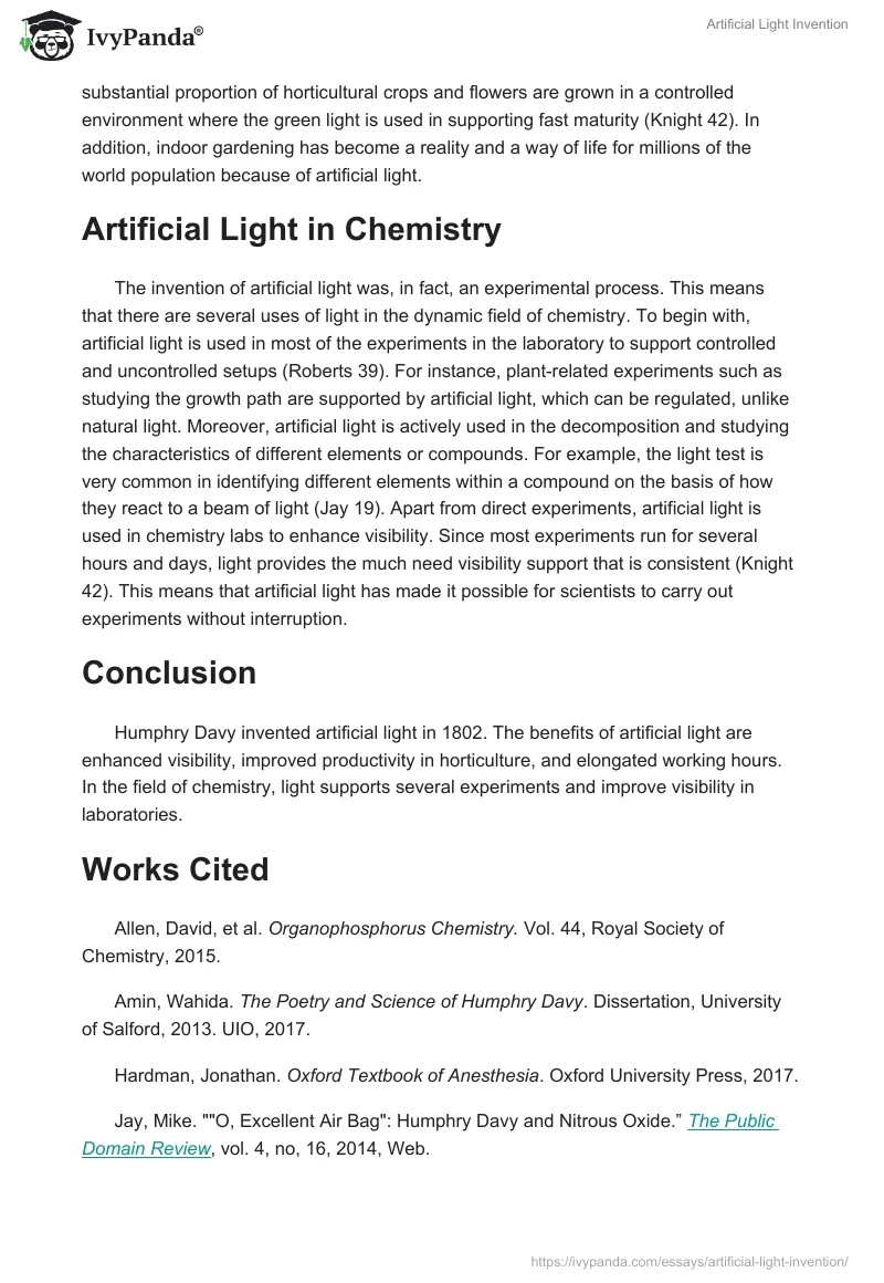 Artificial Light Invention. Page 2