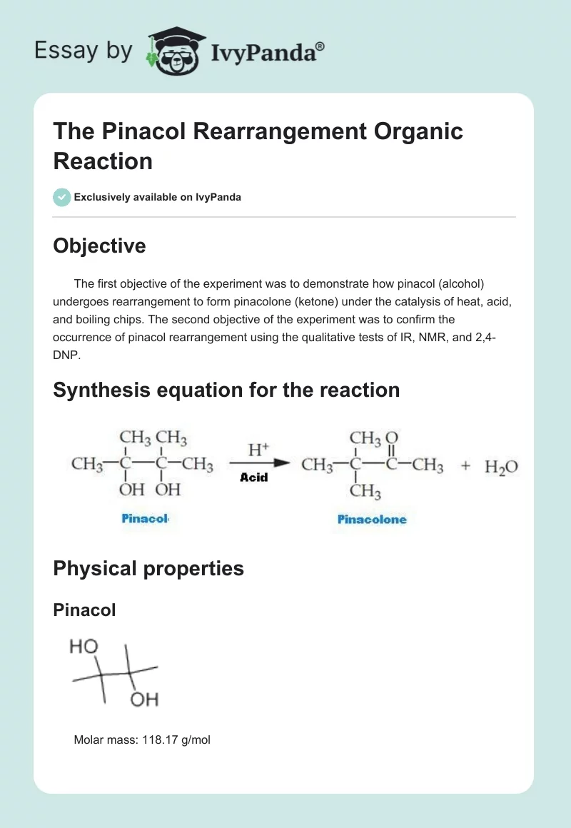 The Pinacol Rearrangement Organic Reaction. Page 1