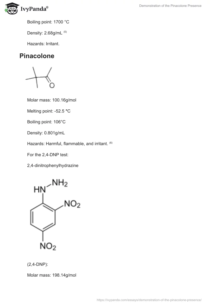 Demonstration of the Pinacolone Presence. Page 4