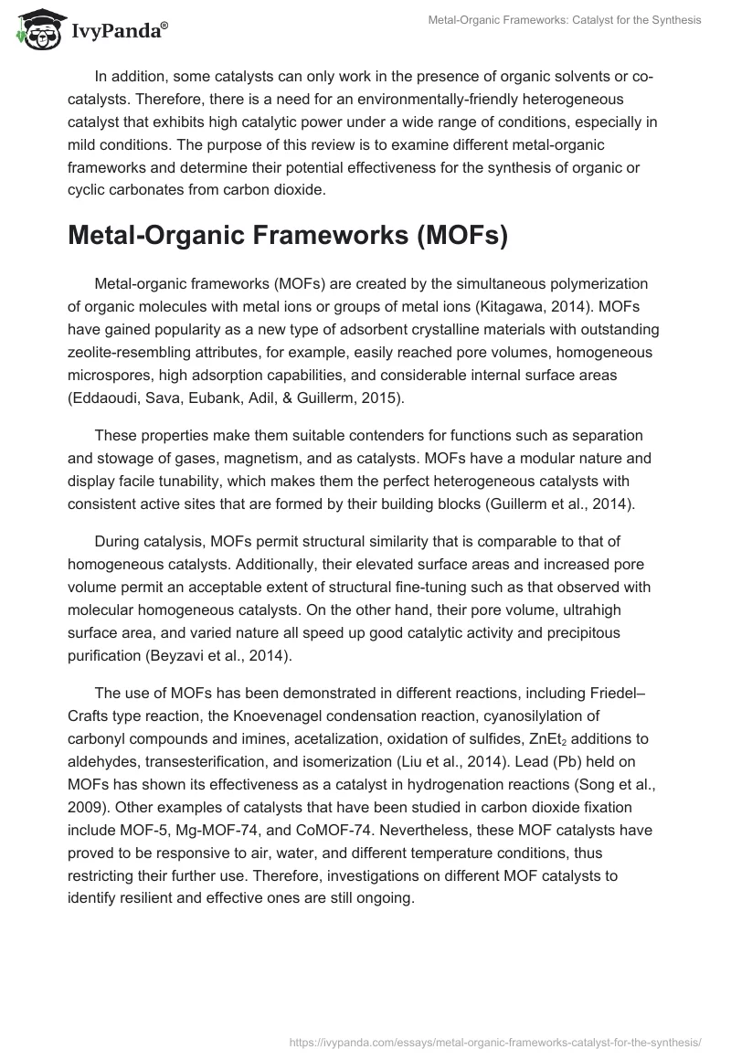 Metal-Organic Frameworks: Catalyst for the Synthesis. Page 2