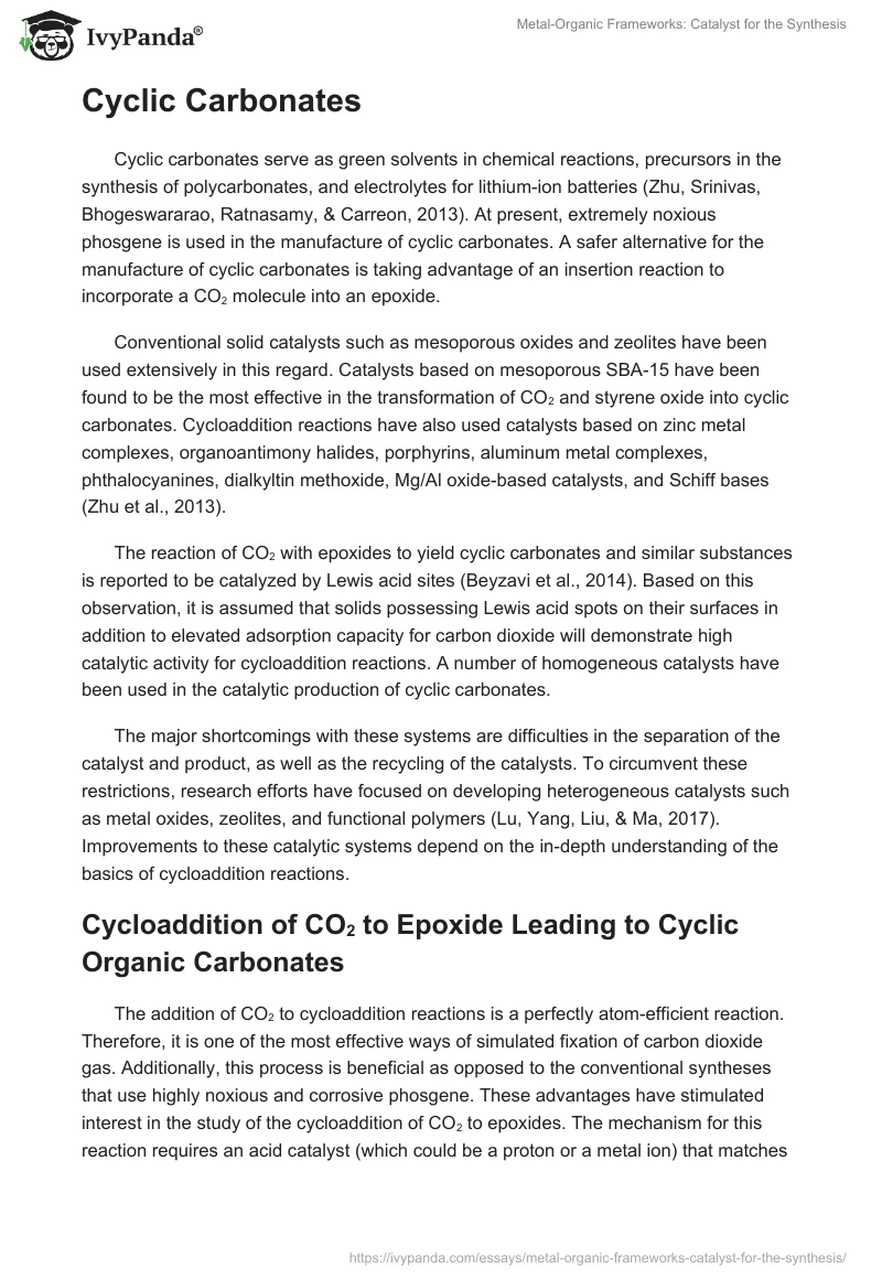 Metal-Organic Frameworks: Catalyst for the Synthesis. Page 3