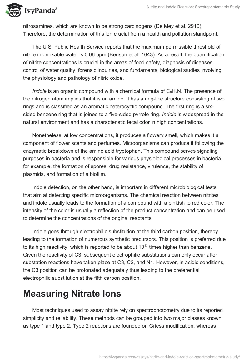Nitrite and Indole Reaction: Spectrophotometric Study. Page 2