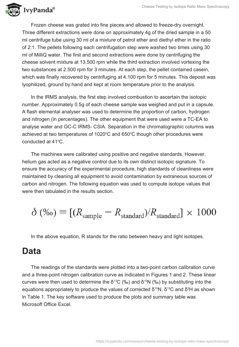 Cheese Testing by Isotope Ratio Mass Spectroscopy. Page 3