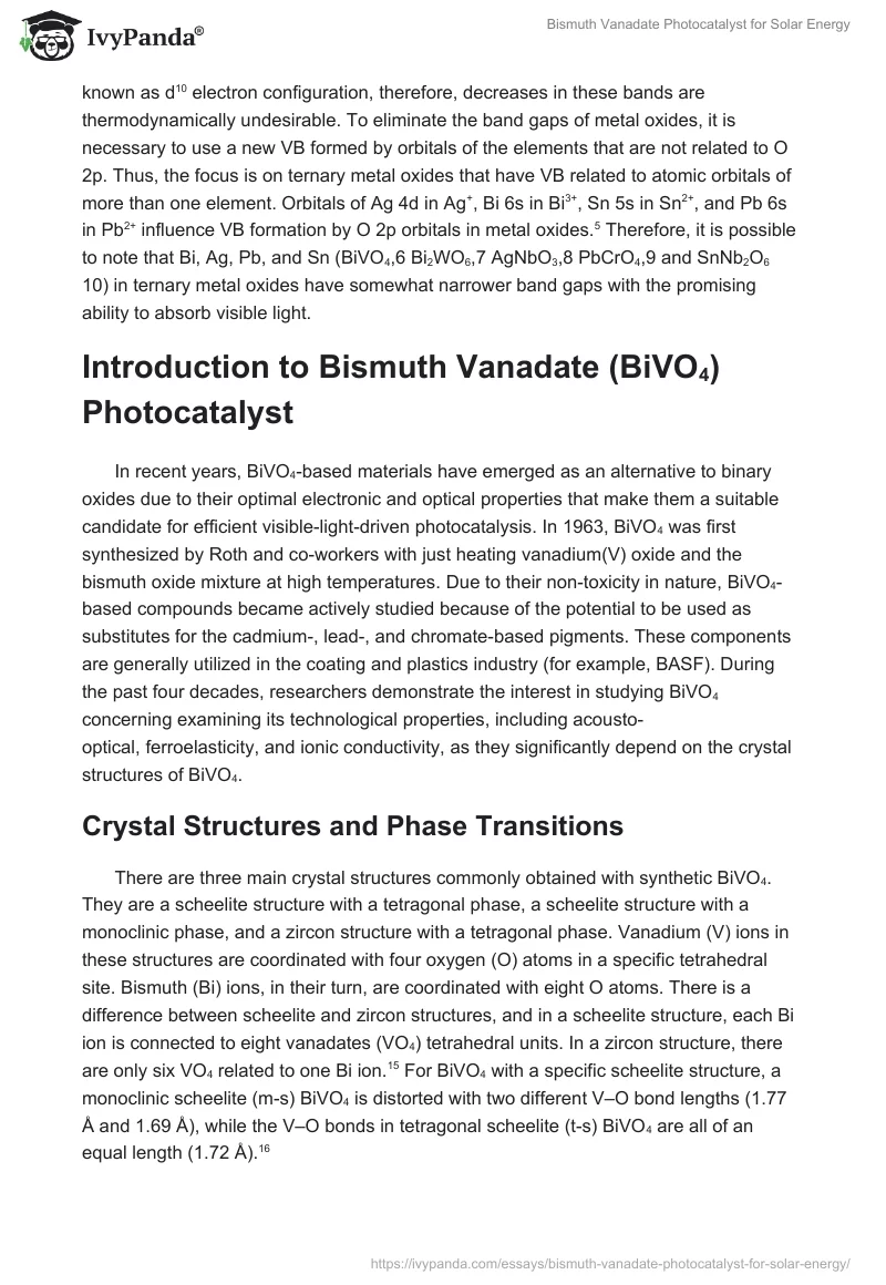 Bismuth Vanadate Photocatalyst for Solar Energy. Page 3