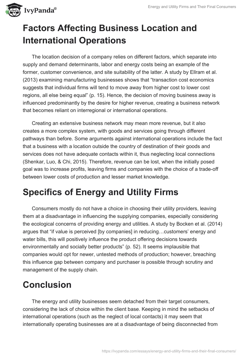 Energy and Utility Firms and Their Final Consumers. Page 2