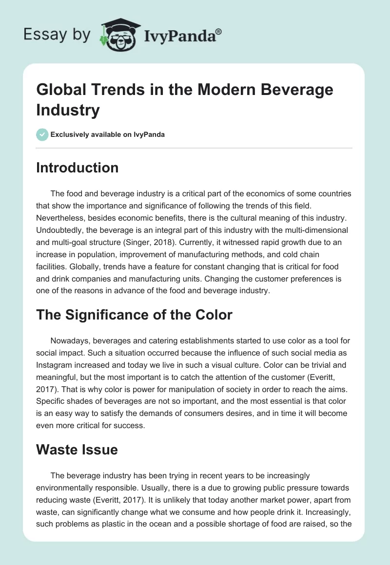 Global Trends in the Modern Beverage Industry. Page 1