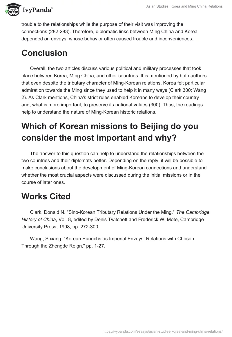 Asian Studies. Korea and Ming China Relations. Page 2