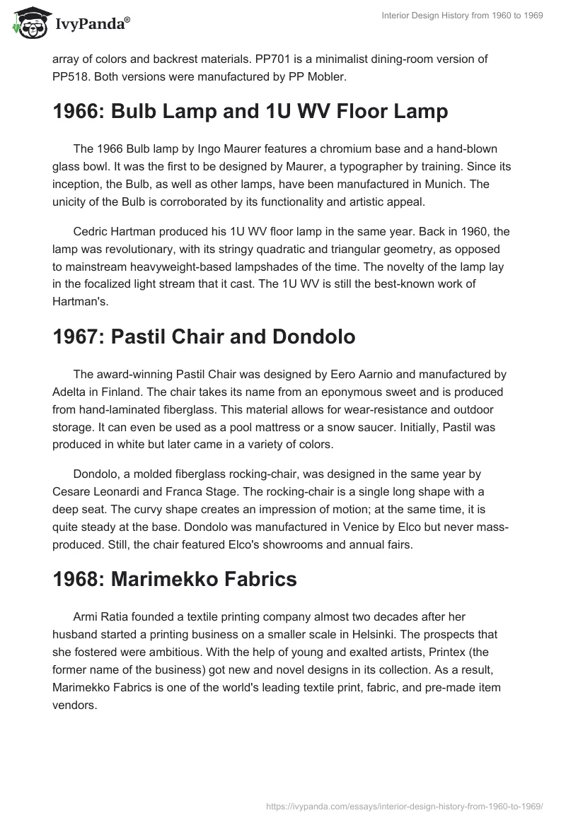 Interior Design History from 1960 to 1969. Page 3
