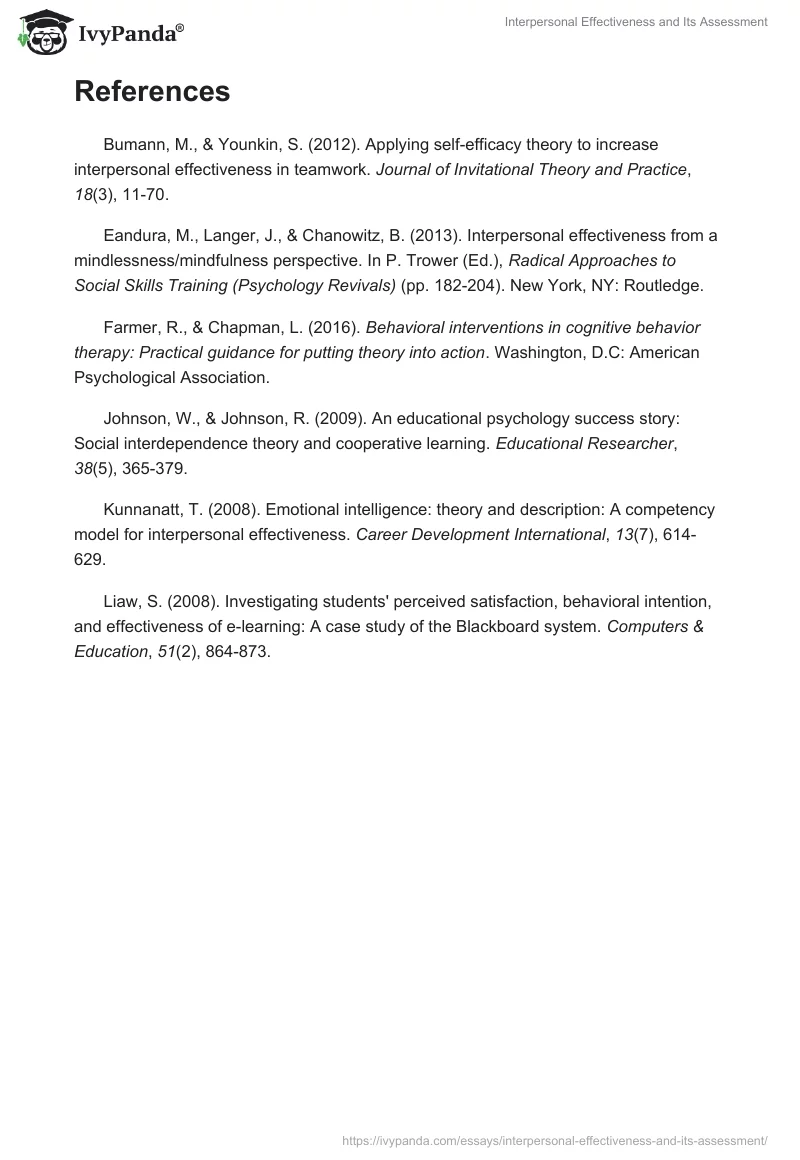 Interpersonal Effectiveness and Its Assessment. Page 4