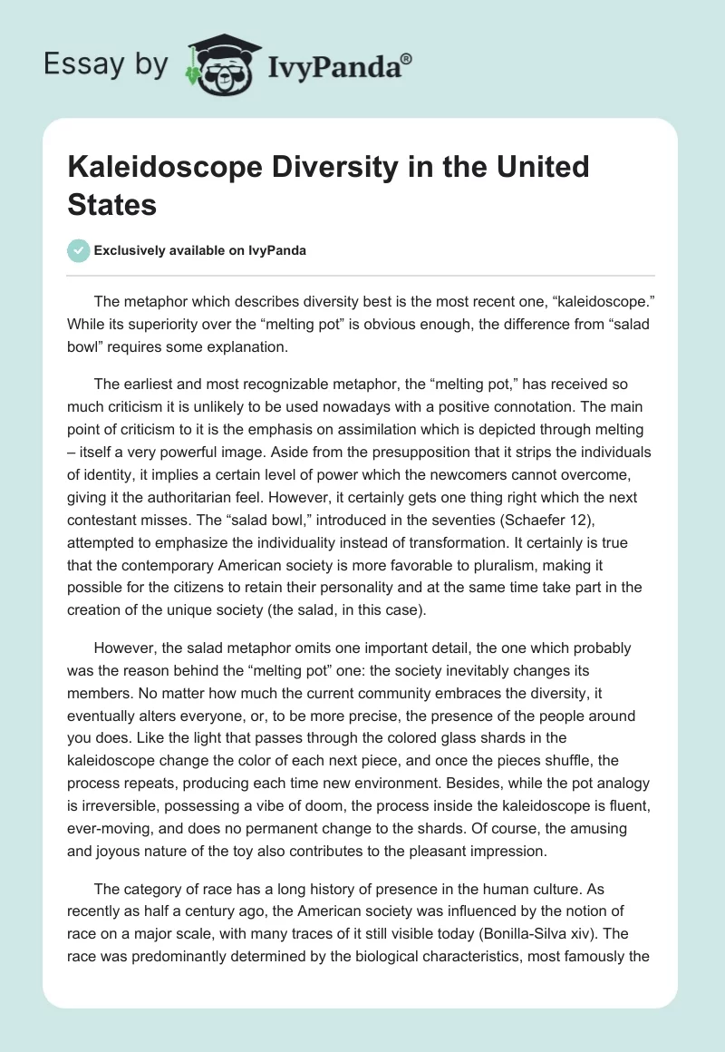 "Kaleidoscope" Diversity in the United States. Page 1