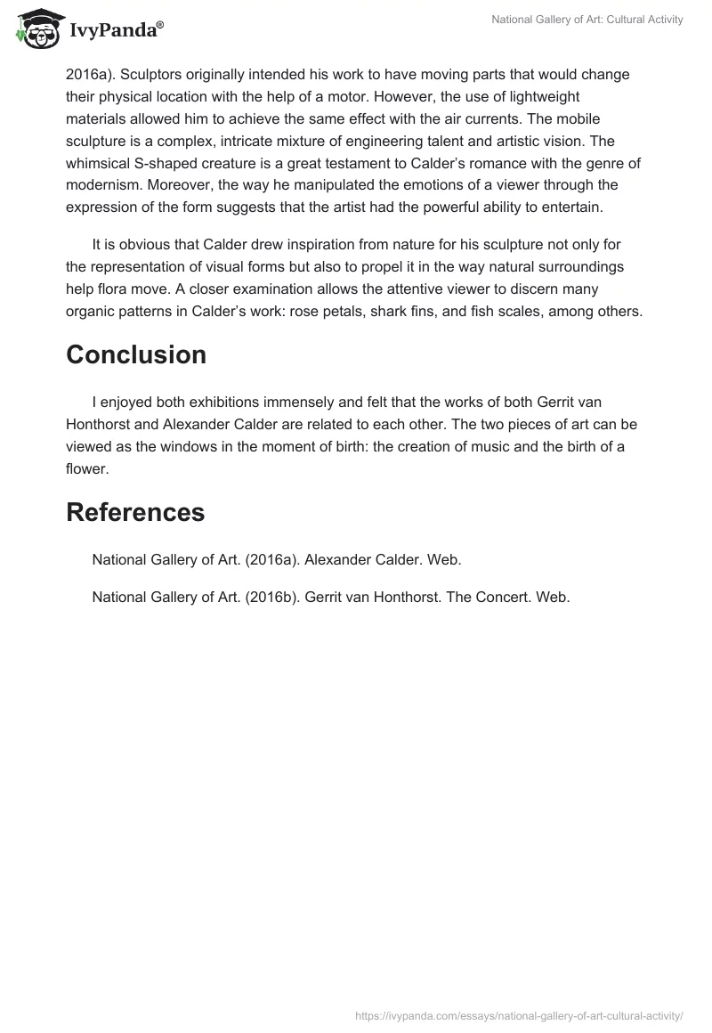 National Gallery of Art: Cultural Activity. Page 2