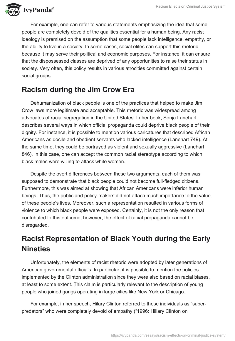 Racism Effects on Criminal Justice System. Page 2