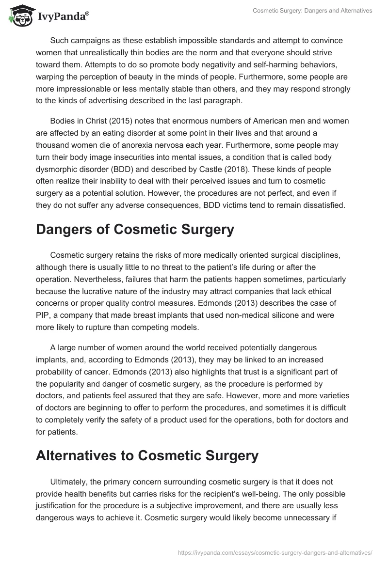 Cosmetic Surgery: Dangers and Alternatives. Page 2