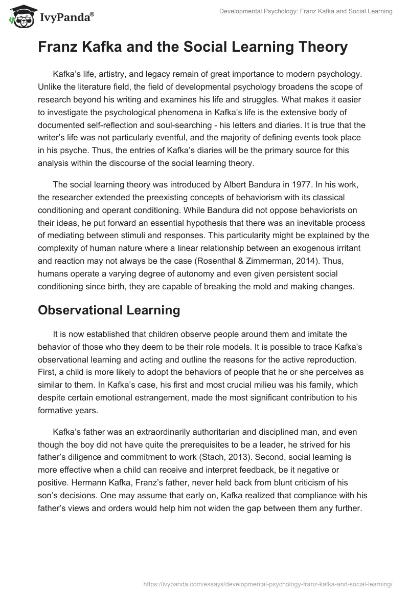 Developmental Psychology: Franz Kafka and Social Learning. Page 3