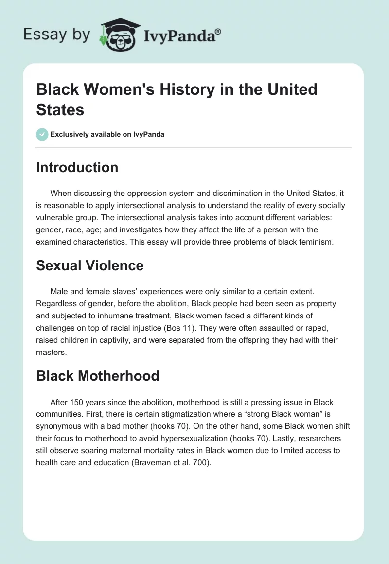 Black Women's History in the United States. Page 1