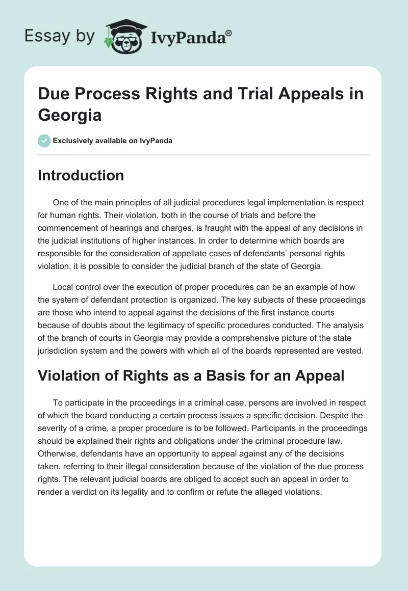 Due Process Rights and Trial Appeals in Georgia. Page 1