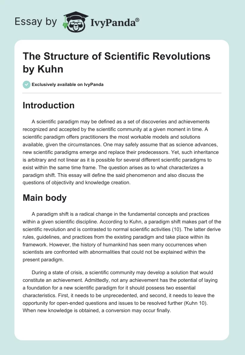 "The Structure of Scientific Revolutions" by Kuhn. Page 1