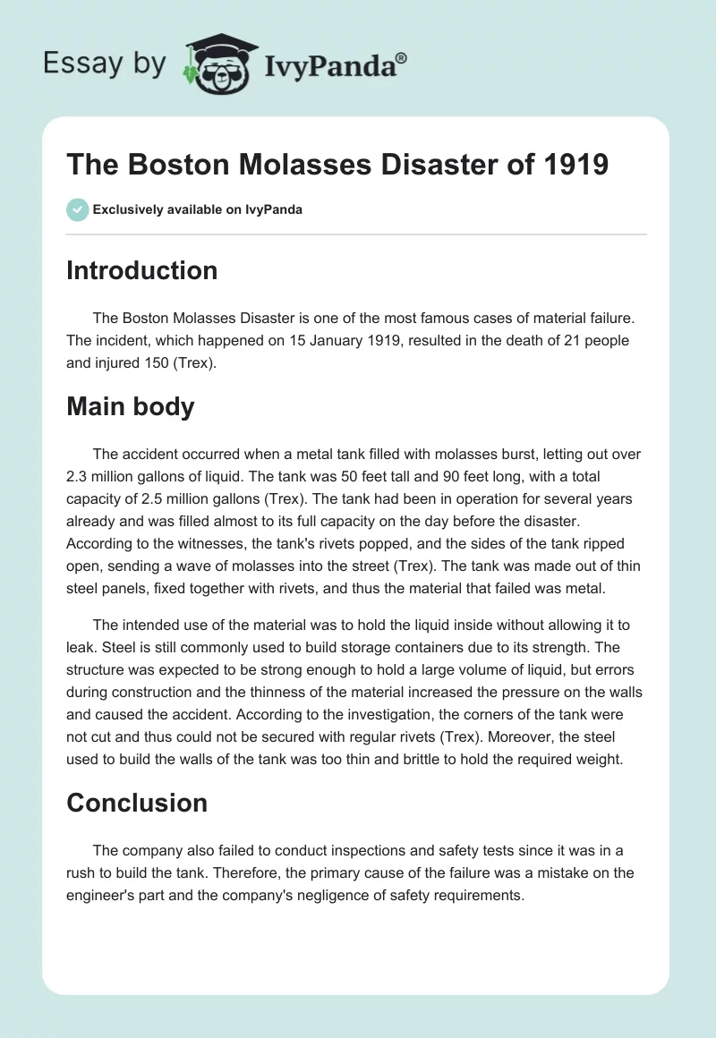 The Boston Molasses Disaster of 1919. Page 1
