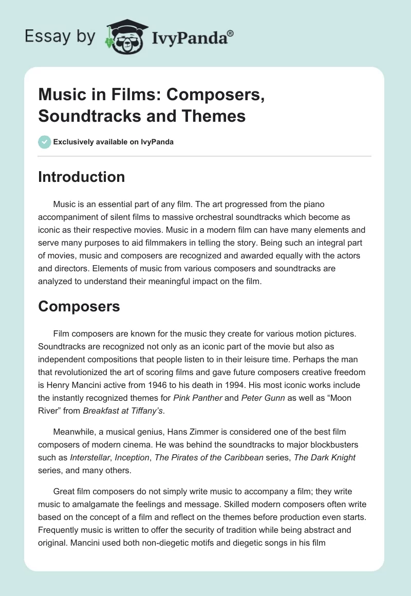 Music in Films: Composers, Soundtracks and Themes. Page 1