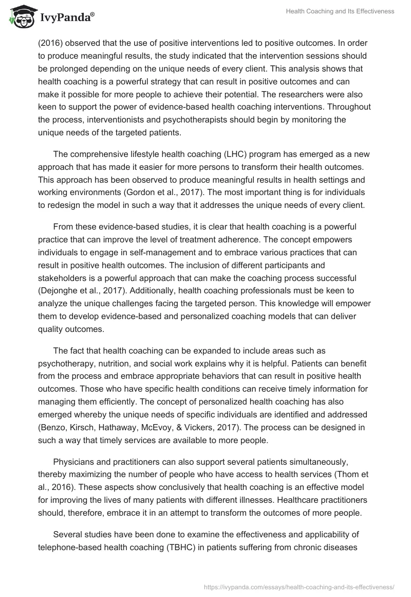 Health Coaching and Its Effectiveness. Page 3