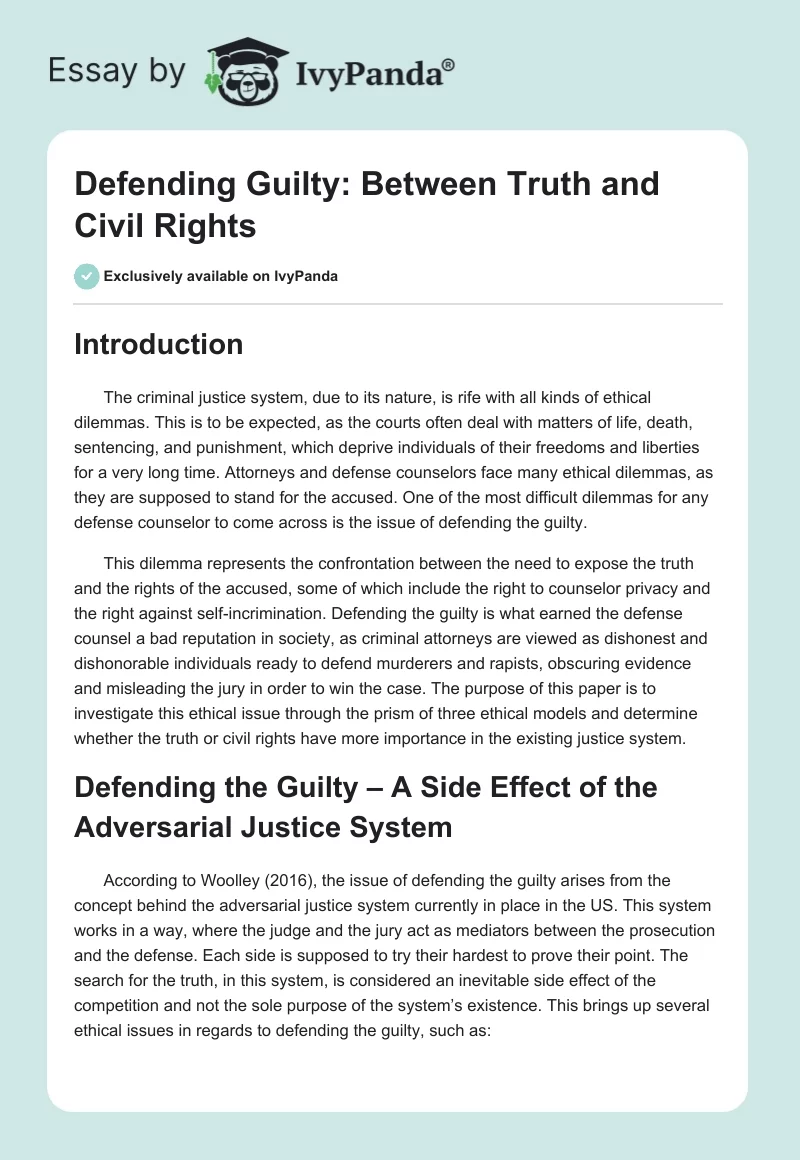 Defending Guilty: Between Truth and Civil Rights. Page 1