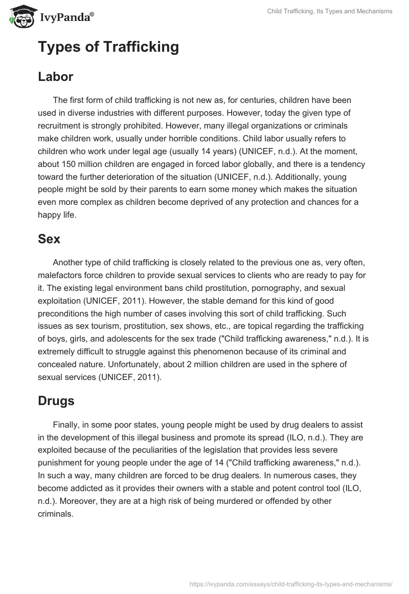 Child Trafficking, Its Types and Mechanisms. Page 2