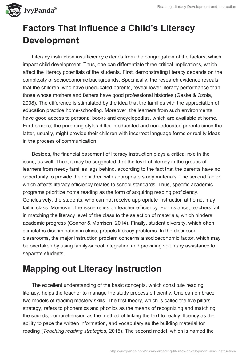 Reading Literacy Development and Instruction. Page 2