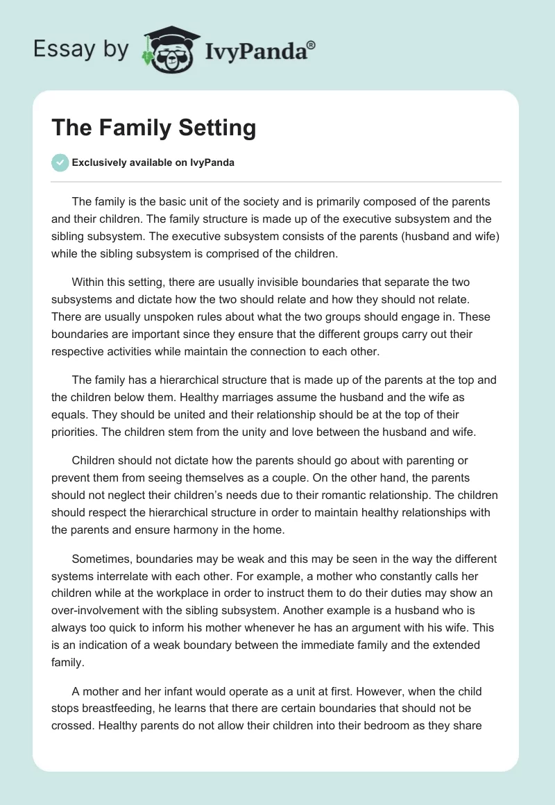 The Family Setting. Page 1