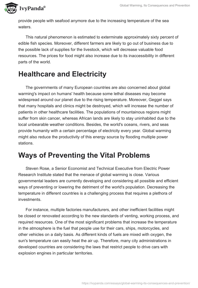 Global Warming, Its Consequences and Prevention. Page 2