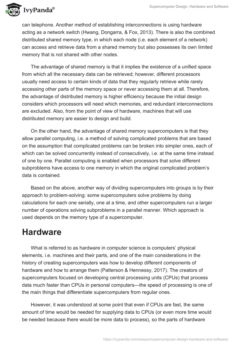 Supercomputer Design, Hardware and Software. Page 2