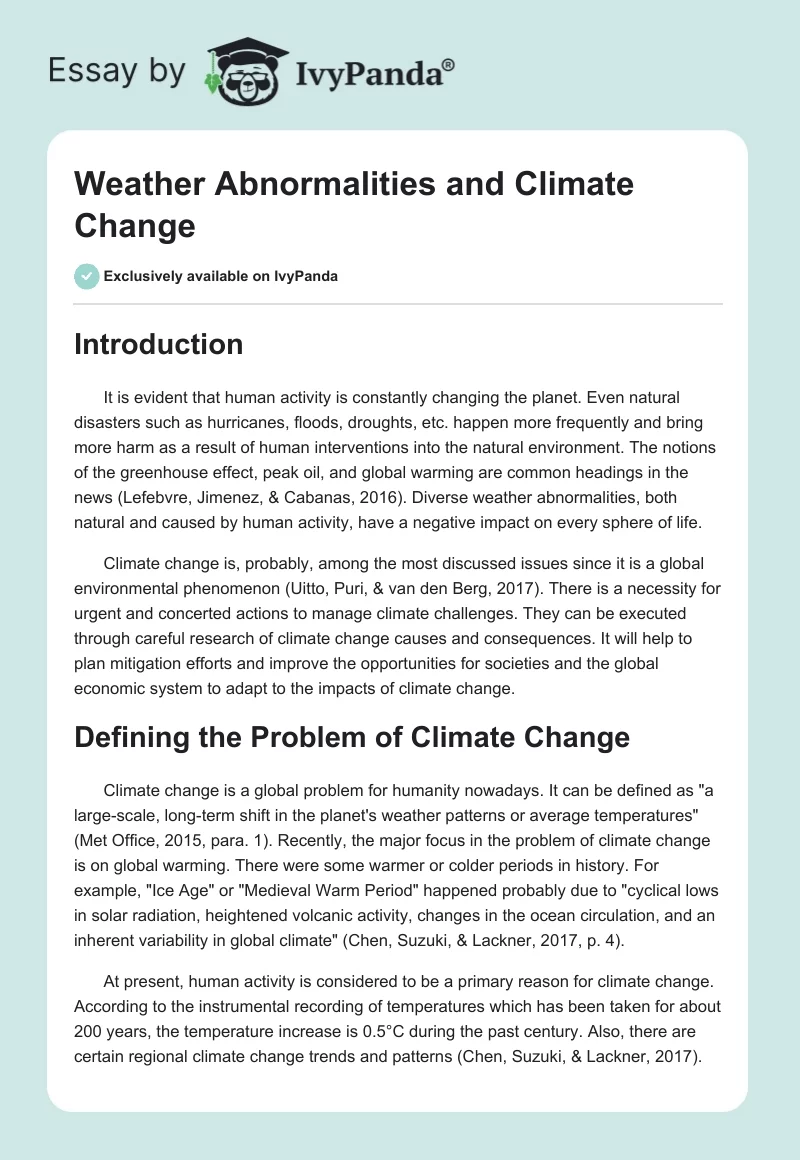 Weather Abnormalities and Climate Change. Page 1