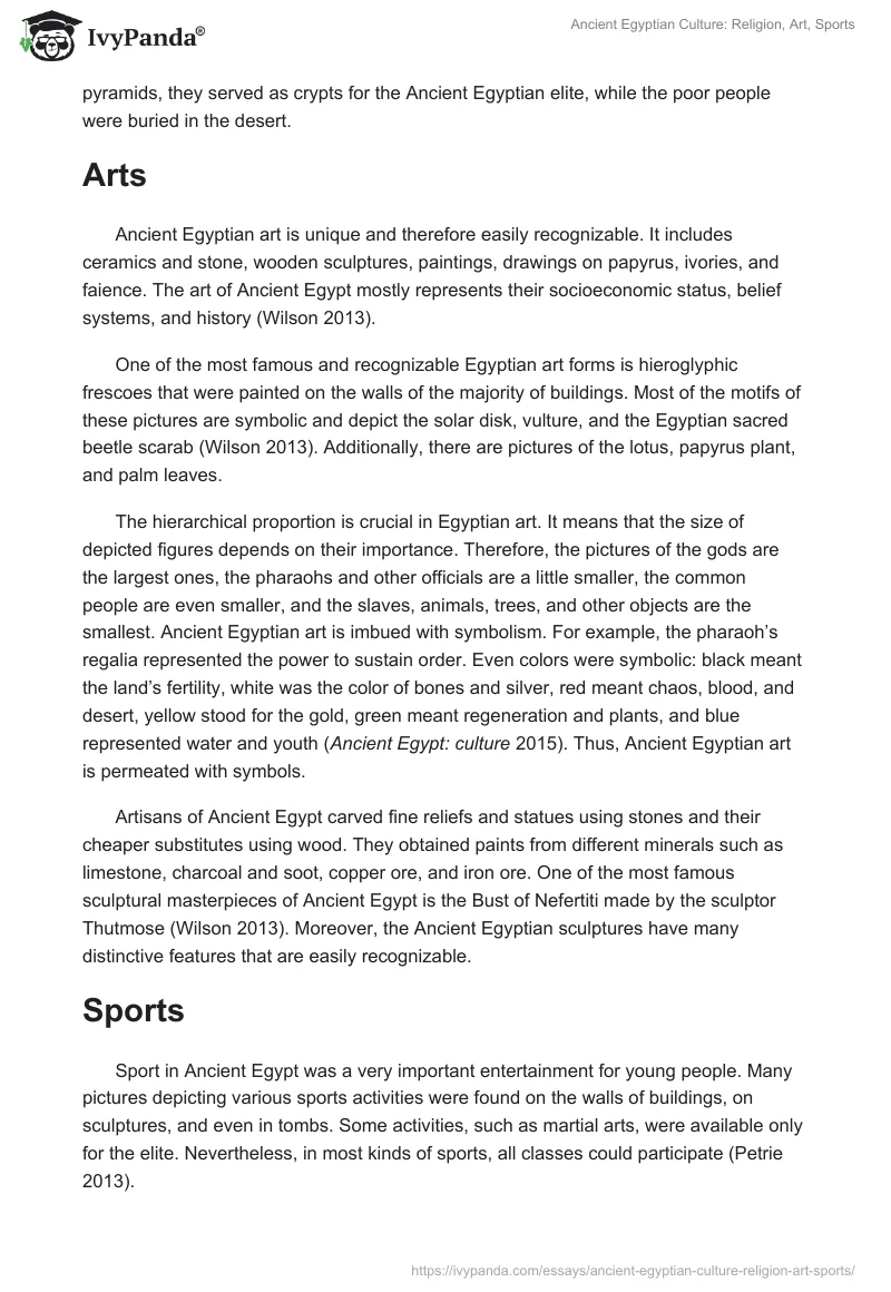 Ancient Egyptian Culture: Religion, Art, Sports. Page 3