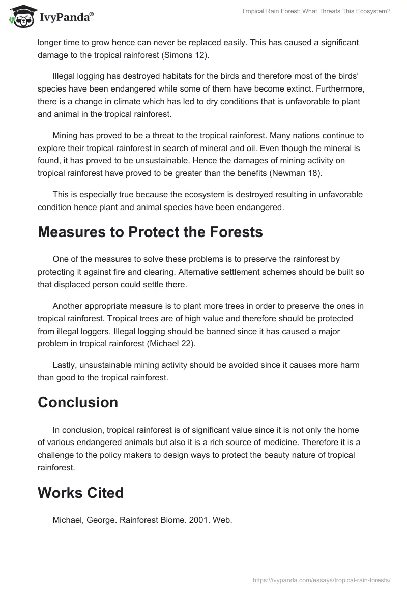 Tropical Rain Forest: What Threats This Ecosystem?. Page 3