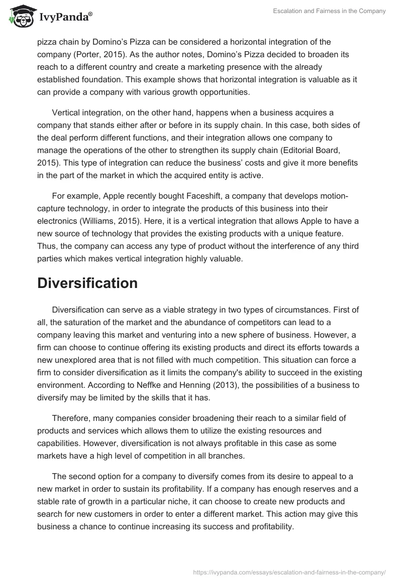 Escalation and Fairness in the Company. Page 2