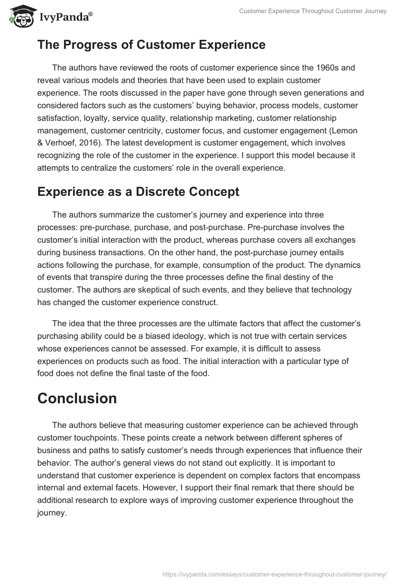 Customer Experience Throughout Customer Journey. Page 2
