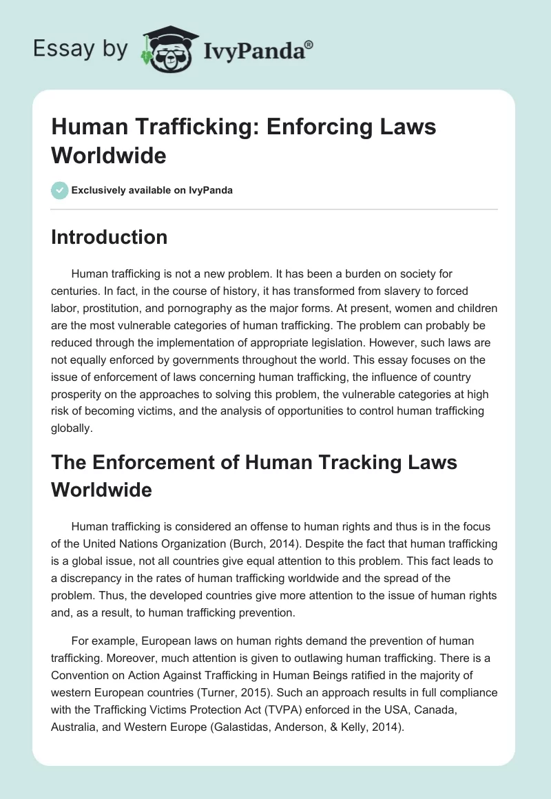 Human Trafficking: Enforcing Laws Worldwide. Page 1