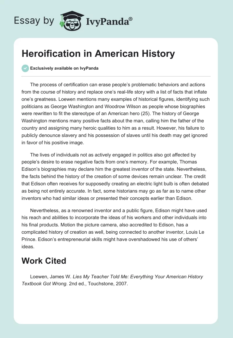 Heroification in American History. Page 1