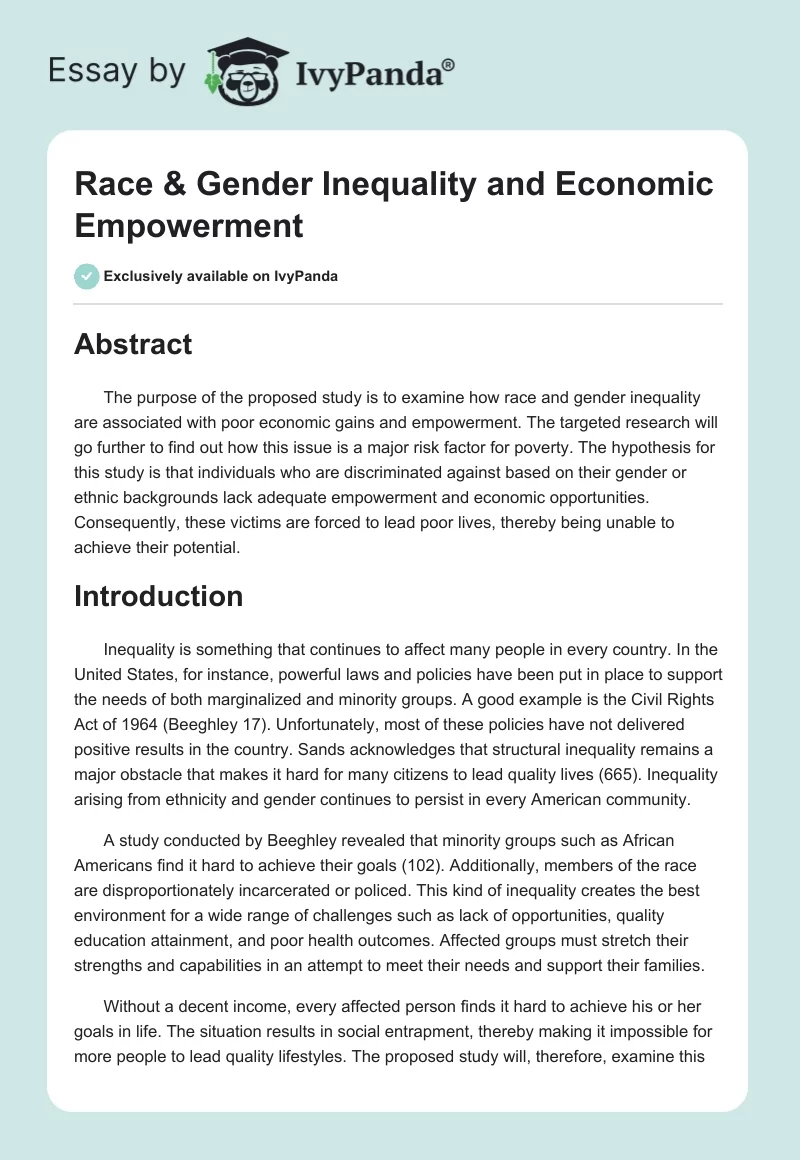 Race & Gender Inequality and Economic Empowerment. Page 1