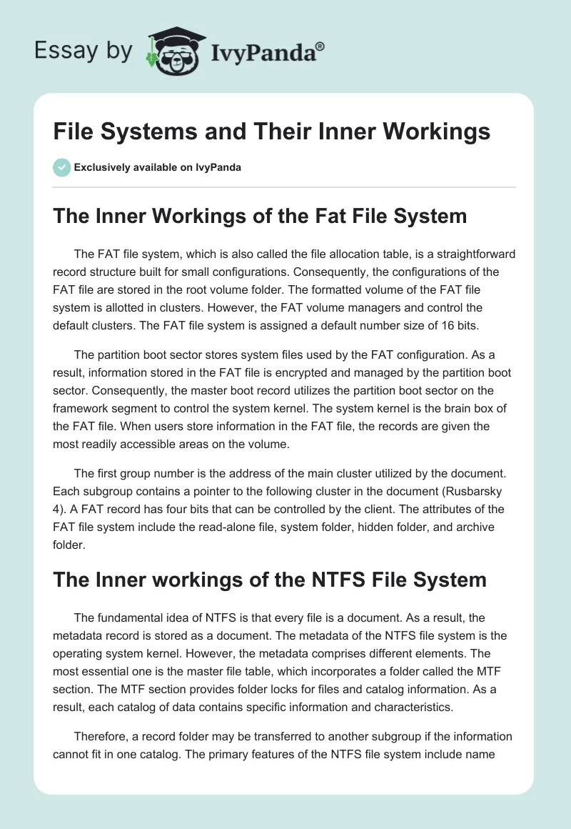 File Systems and Their Inner Workings. Page 1