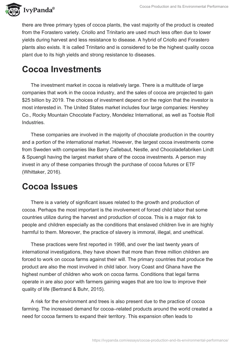 Cocoa Production and Its Environmental Performance. Page 2