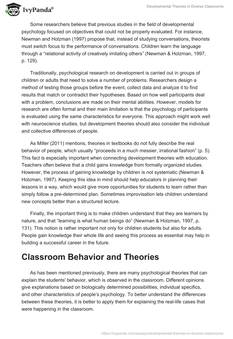 Developmental Theories in Diverse Classrooms. Page 2