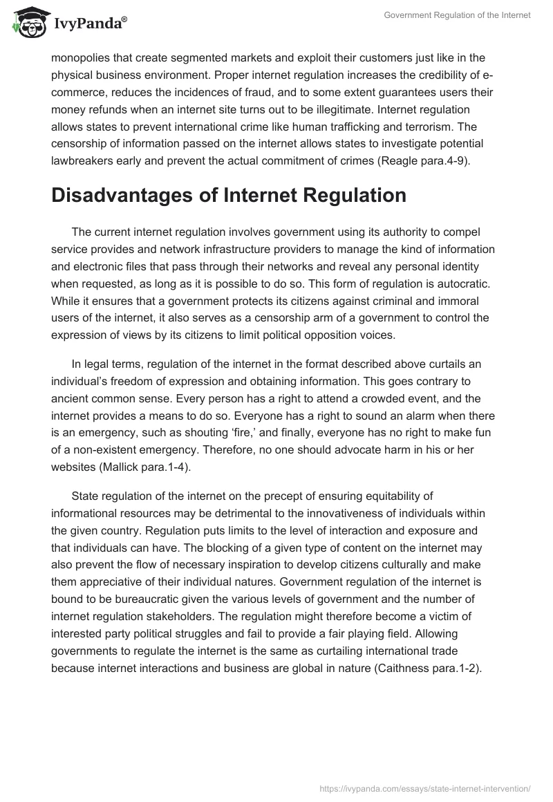 Government Regulation of the Internet. Page 2