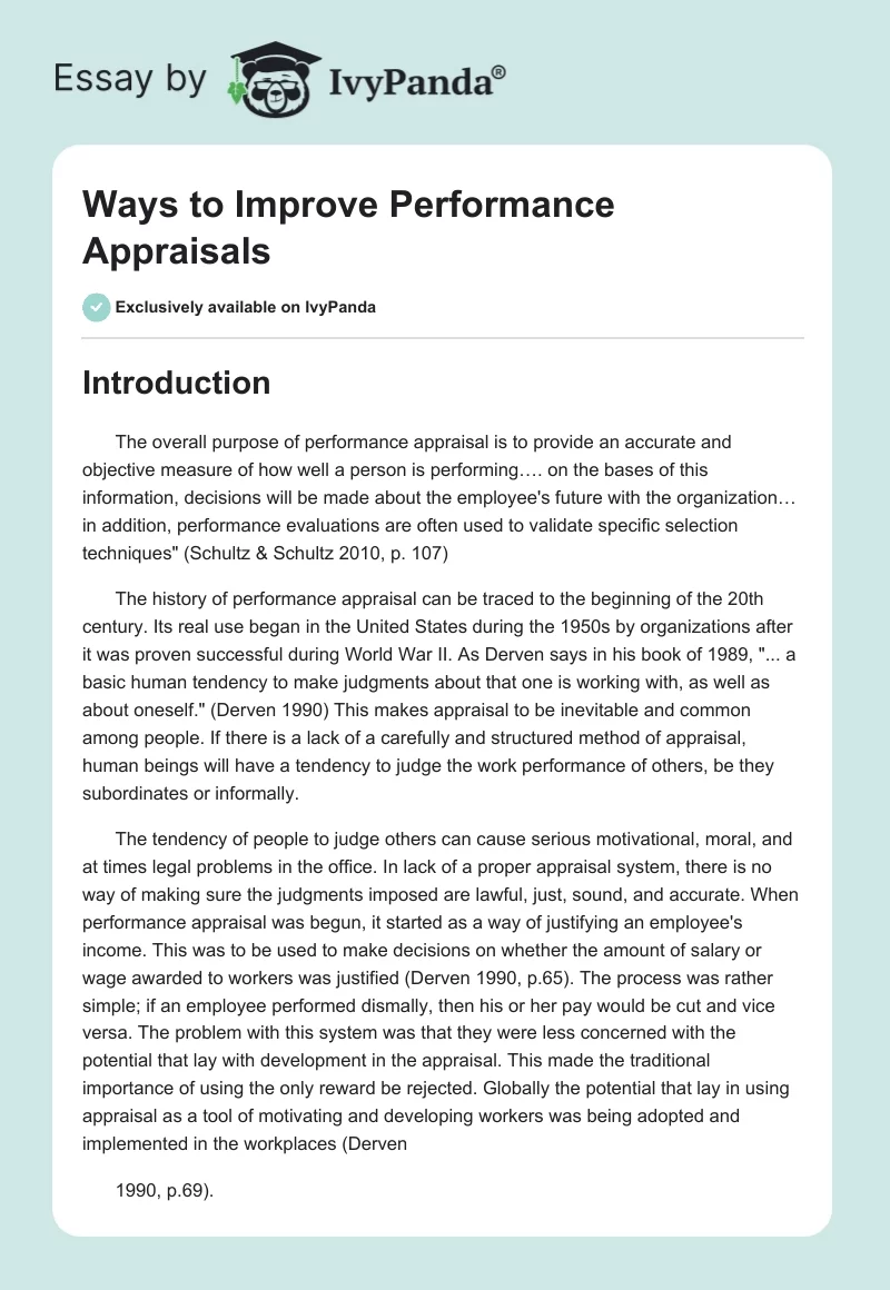 Ways to Improve Performance Appraisals. Page 1