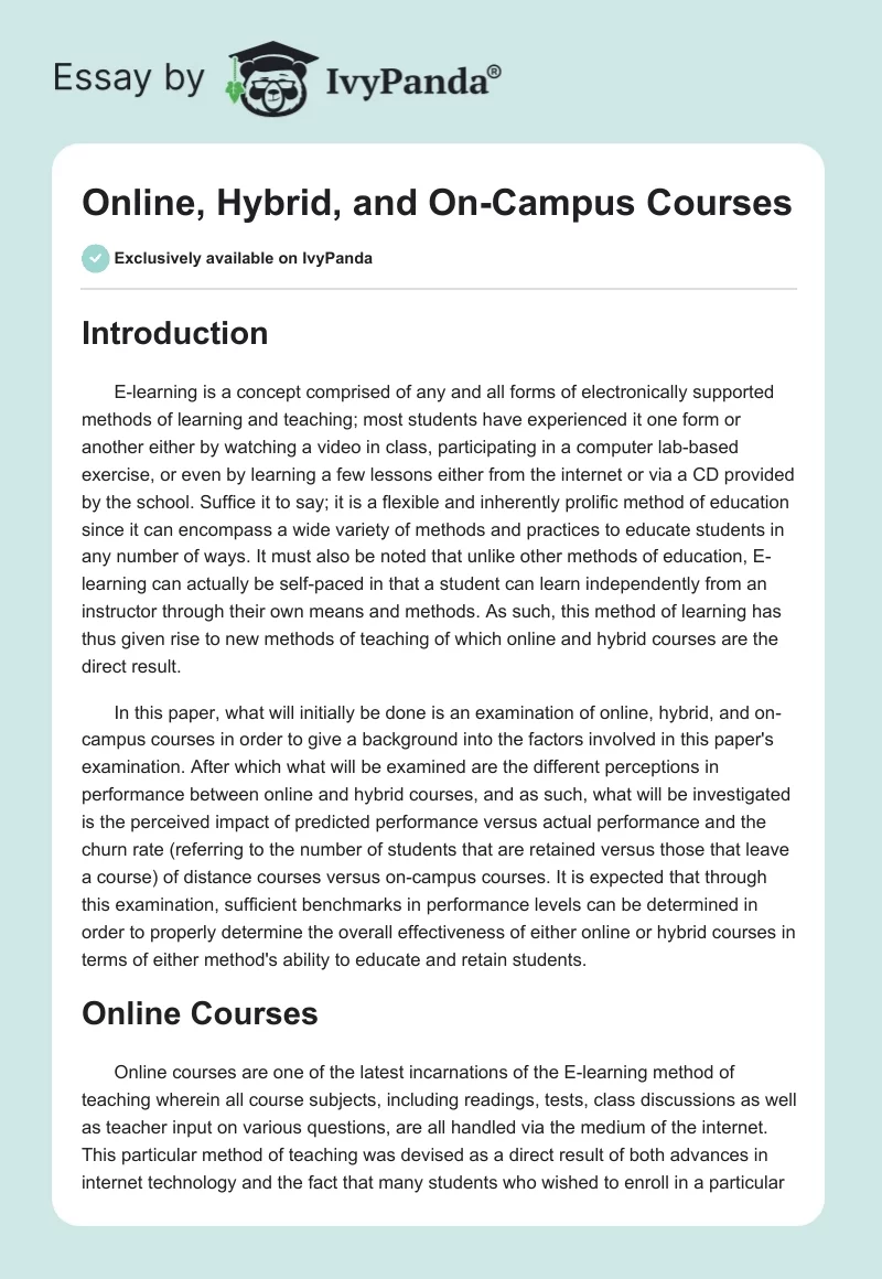 Online, Hybrid, and On-Campus Courses. Page 1