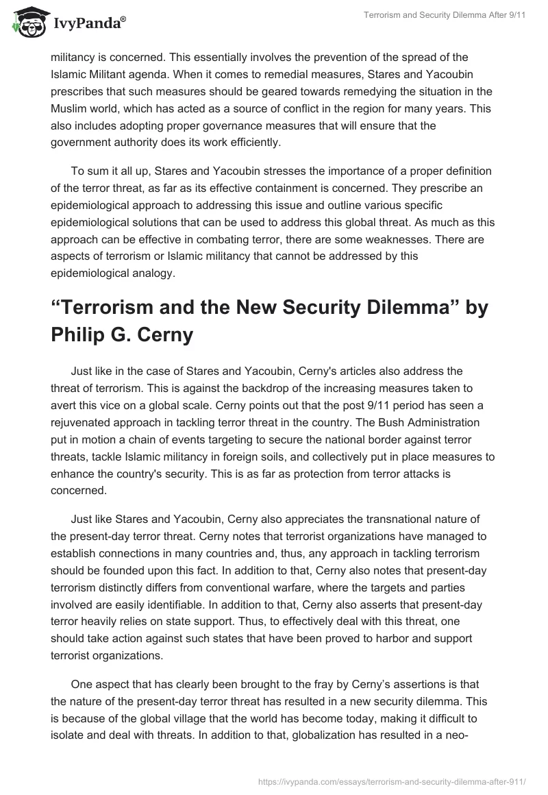 Terrorism and Security Dilemma After 9/11. Page 2