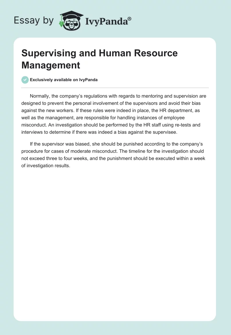Supervising and Human Resource Management. Page 1