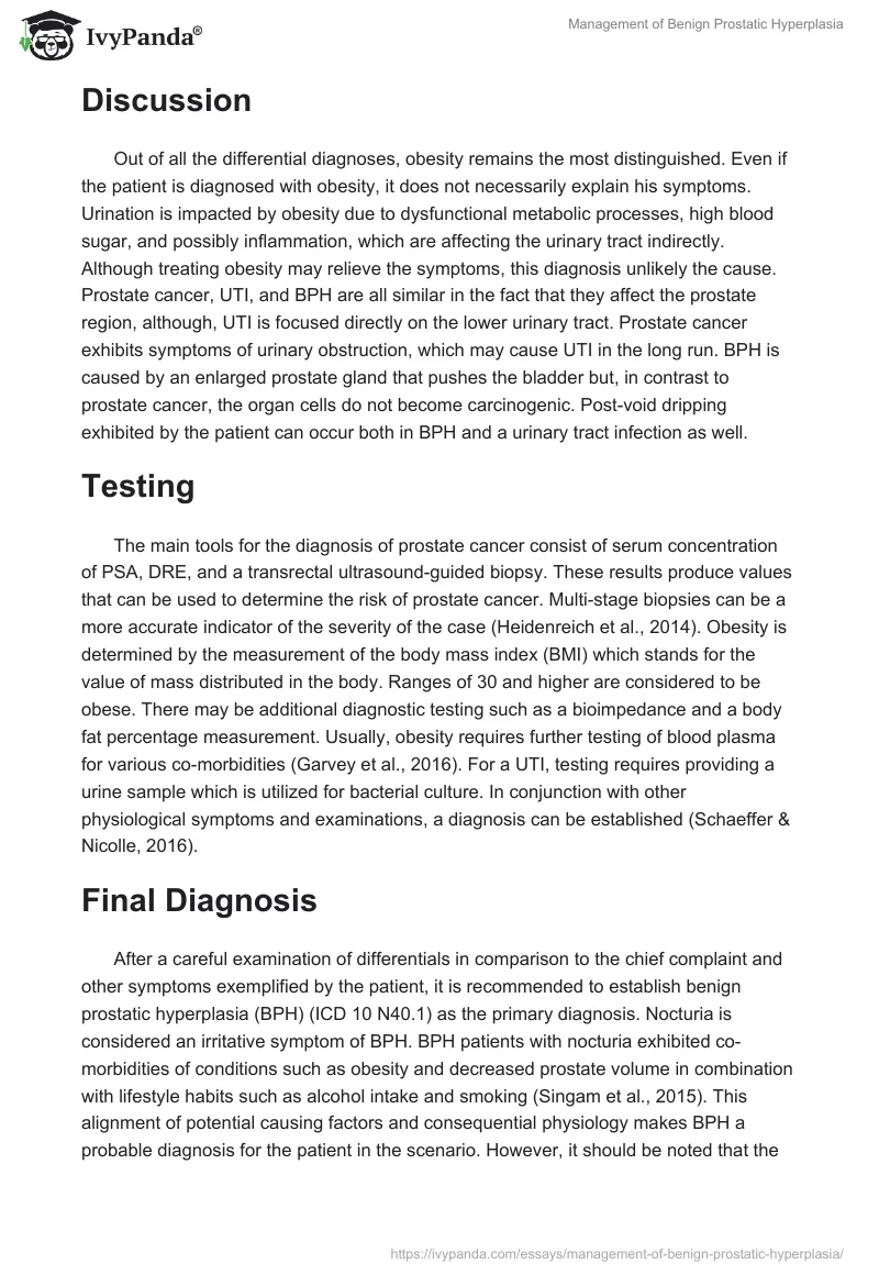 Management of Benign Prostatic Hyperplasia. Page 3