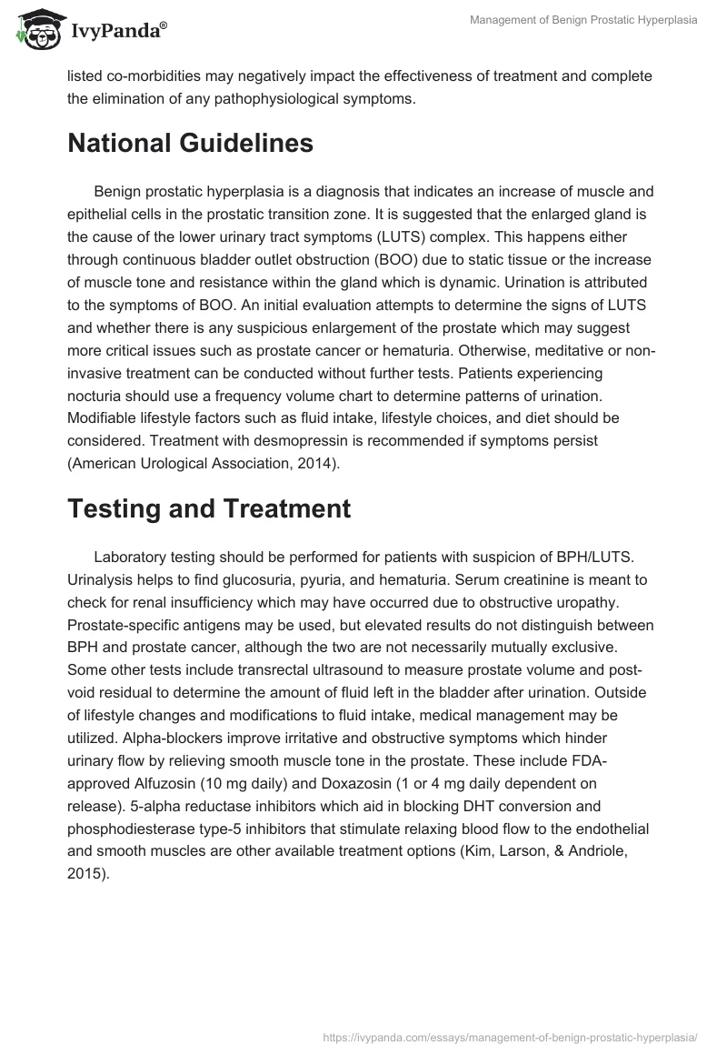 Management of Benign Prostatic Hyperplasia. Page 4