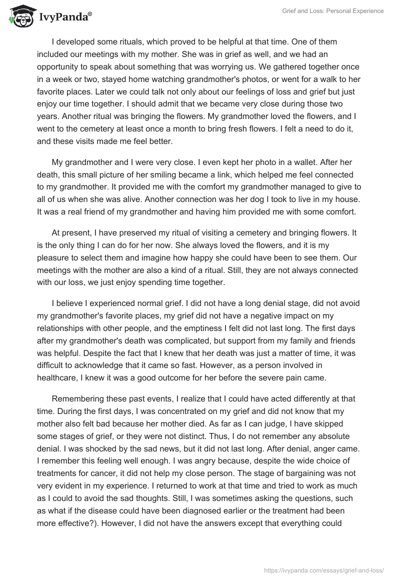 Grief and Loss: Personal Experience. Page 3