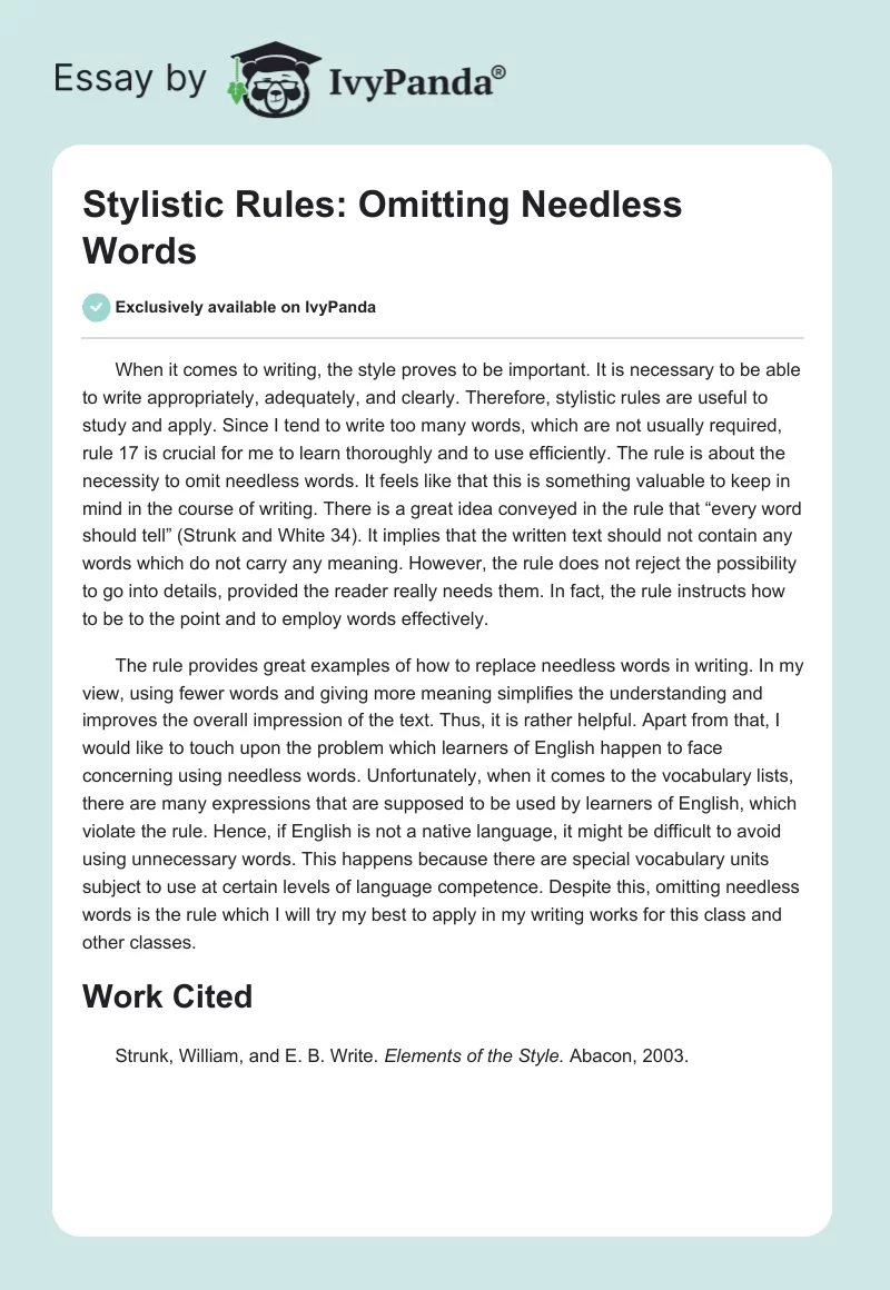 Stylistic Rules: Omitting Needless Words. Page 1